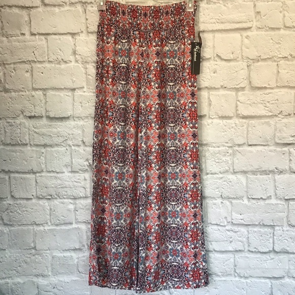 Gulli Red Festival Bohemian Festival Retro Wide Leg Elastic waist Size Large NWT - Picture 2 of 7